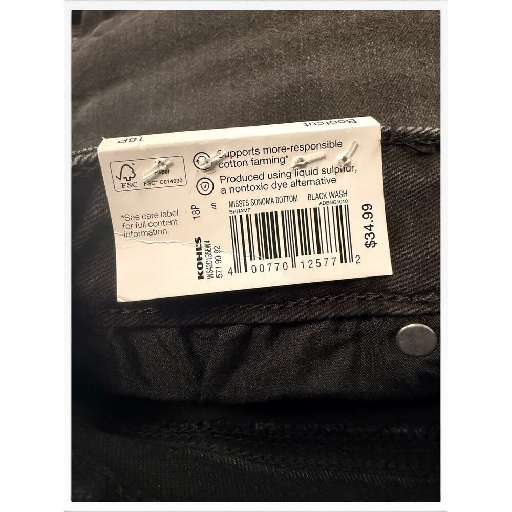 Sonoma Bootcut Jeans Women 18P Black Mid Rise Stretch NWT - Picture 5 of 7